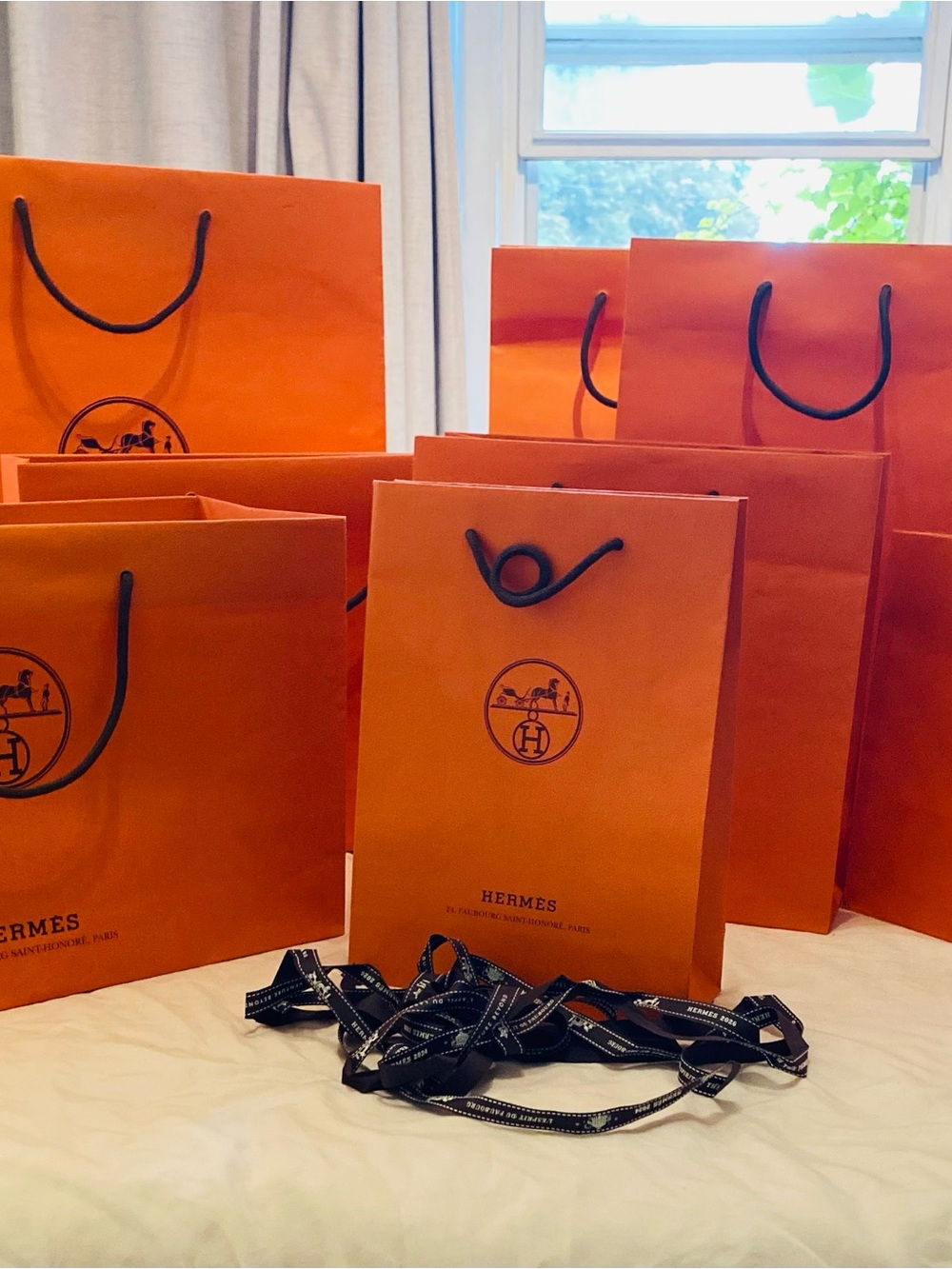 🛍️Hermes Authentic Luxury Branded Gift Bags in Various Sizes with Ribbon - Picture 3 of 12